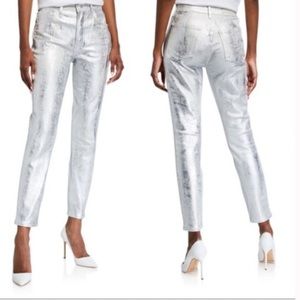 GRLFRND Silver Metallic Karolina High Waisted Skinny Jeans